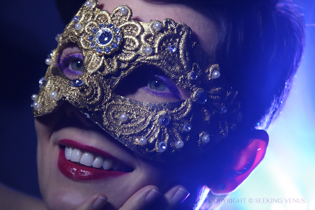 masked girl smile